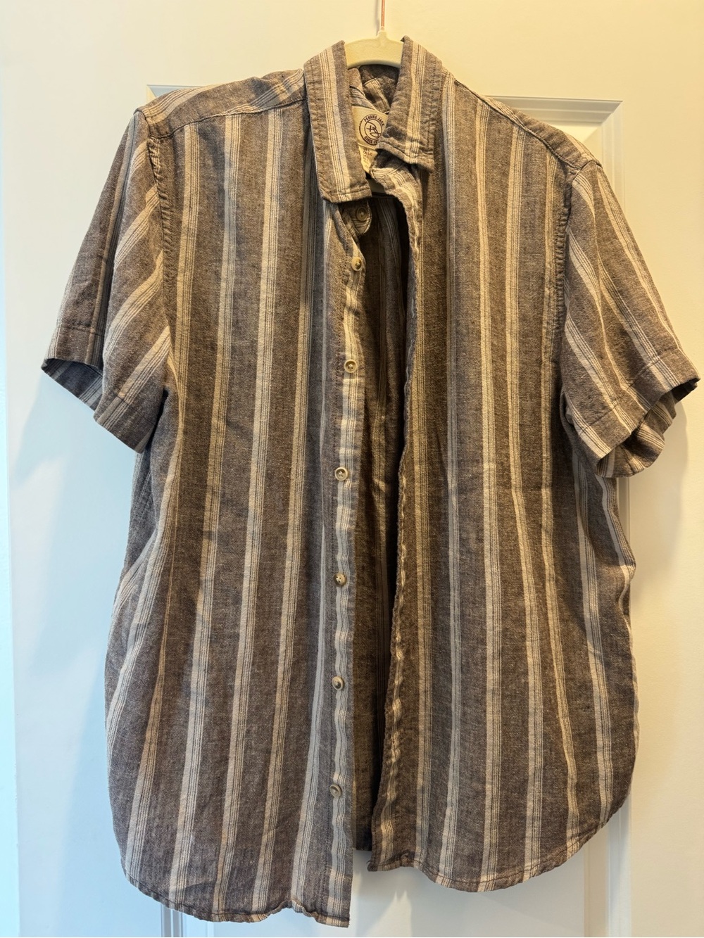 Panama Jack Brown & Cream Striped Short-Sleeve Button-Down Shirt Men’s Size L